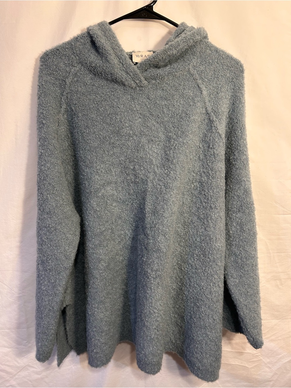 Wrap London Plush Powder Blue Hooded Crew Sweater